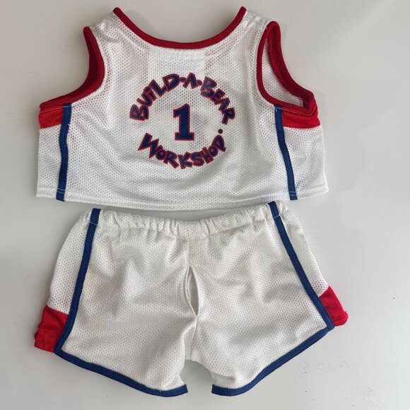 Build-A-Bear Y2K WNBA Outfit White Red Mesh Jersey Shorts Set For Plush Toys - Picture 2 of 9